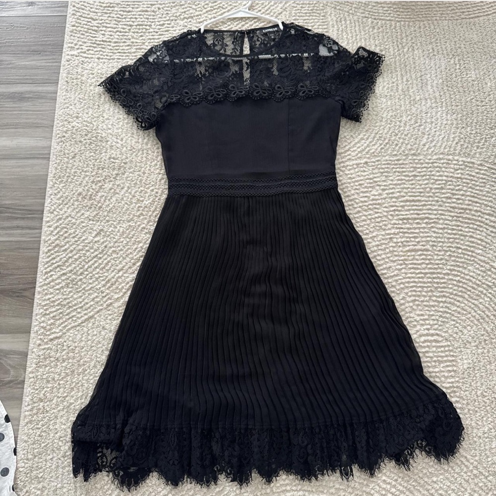 Express Black Fit and Flare Midi Dress